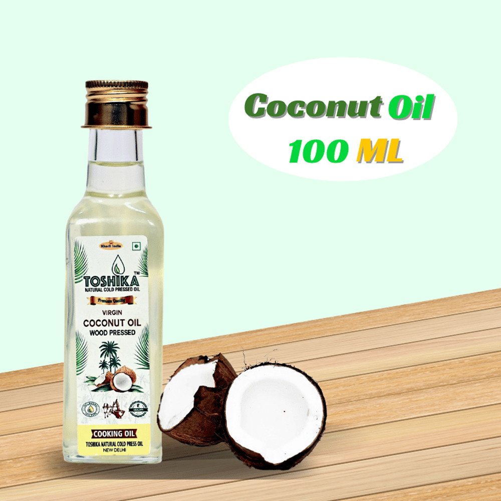 Cold Pressed Coconut Oil 100 ML | 100% Pure Kachi Ghani Wood Pressed Coconut Oil Cold Pressed Toshika Natural Cold Pressed Oil
