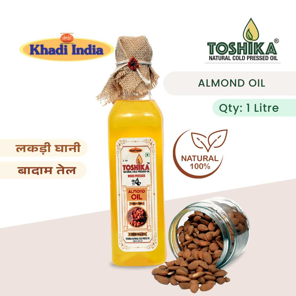 Natural Healthy Almond Oil 1 Litre Cold Pressed / Kachi Ghani /Wood Pressed